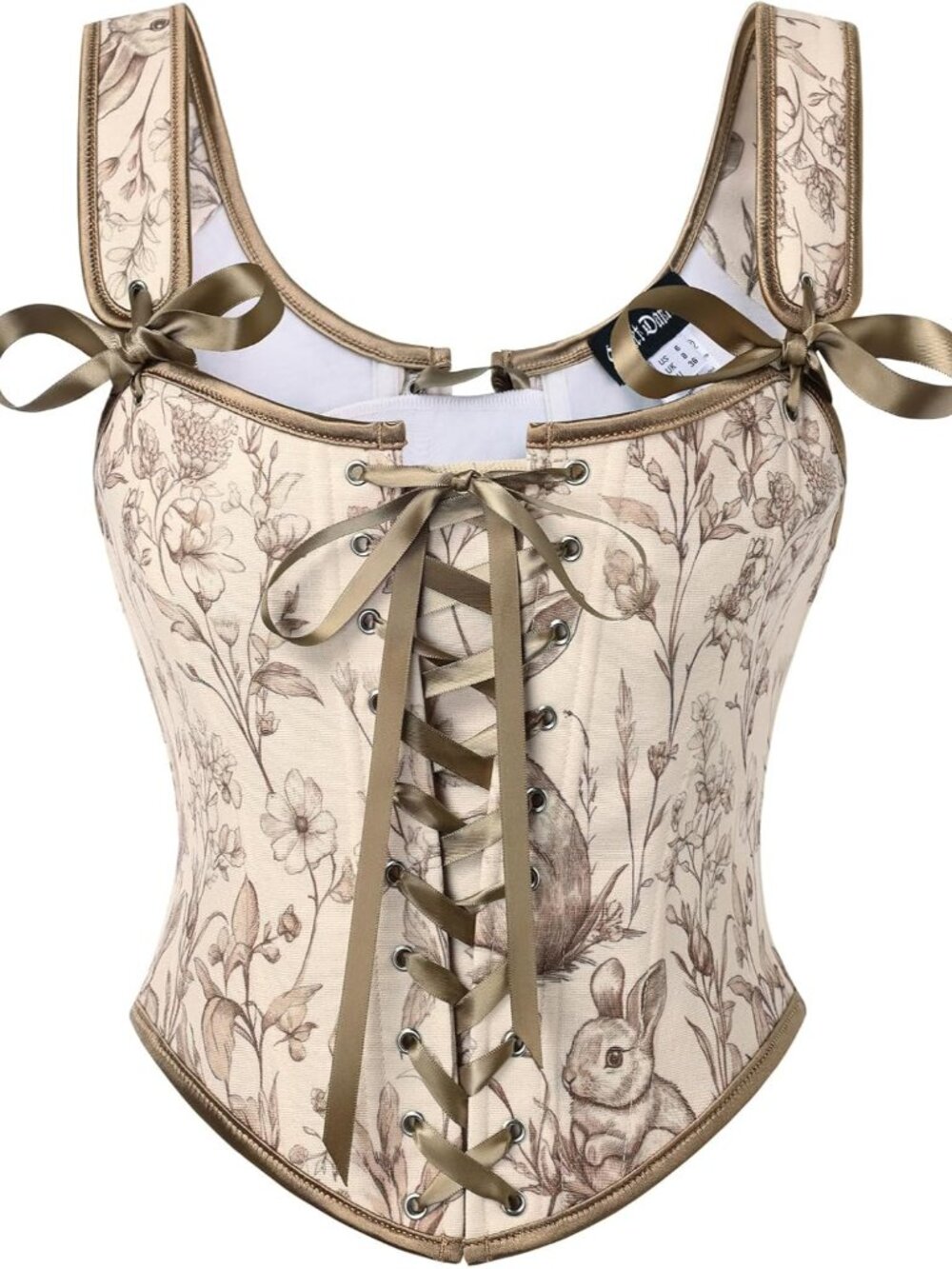 Corset Tops for Women Renaissance Corset Floral Lace-Up Vintage Overbust Bustier